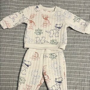 Disney Cream Pajama Set with Colorful Character Print
